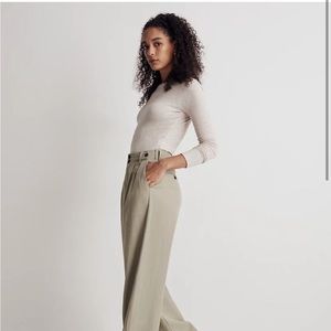 Madewell The Harlow Wide-Leg Pant in Sage Green, size 00 regular, high rise